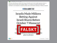 Nyhetsrubrik om israelisk blankning av aktier före Hamas-attacken är fabricerad