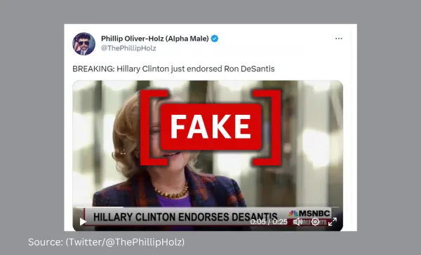 Video of Hillary Clinton endorsing Ron DeSantis is a deep fake