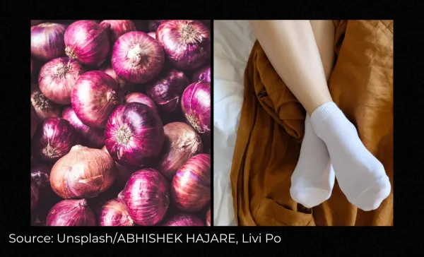 No medical evidence that placing raw onion on the soles of the feet cures cold and cough