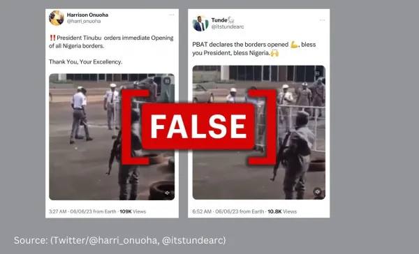 An old video has been shared with a false narrative as the reopening of Nigerian borders in June 2023