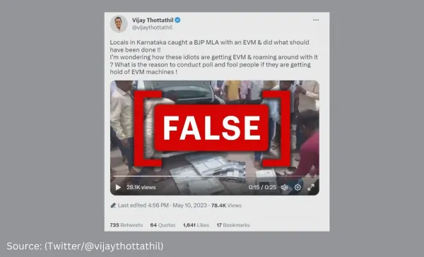 Video caption falsely claims that a BJP MLA was found transporting EVMs in Karnataka