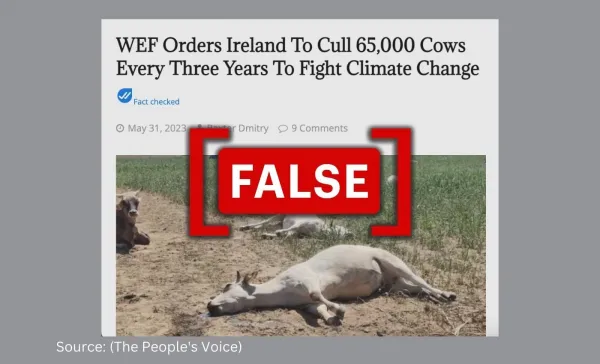 The World Economic Forum did not order Ireland to cull cows