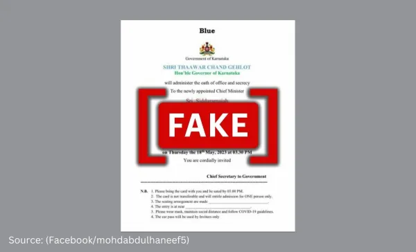 Fake invite for Karnataka CM's oath ceremony goes viral