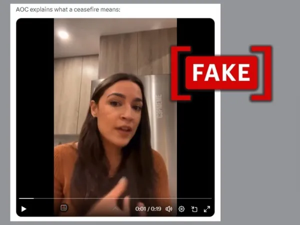 Video of U.S. Representative Alexandria Ocasio-Cortez explaining meaning of 'ceasefire' is altered