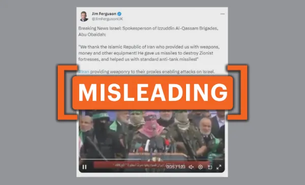 Clip of Hamas spokesperson thanking Iran is not connected to current conflict