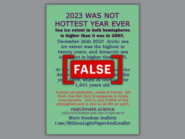 Unsubstantiated sea ice figures misused to deny 2023 was hottest year on record