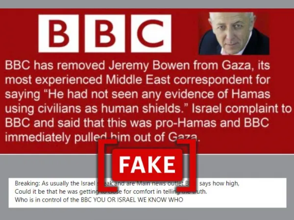 No, BBC has not pulled its editor Jeremy Bowen from Gaza over 'pro-Hamas comments'
