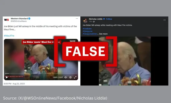 Video of U.S. President Biden shared to falsely claim he fell asleep during an event in Hawaii