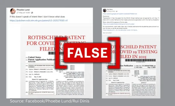 Online posts falsely claim a COVID-19 testing patent was filed in 2015