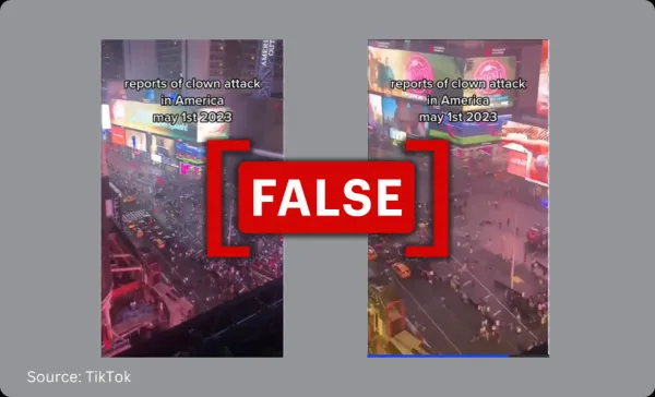 Old video from Times Square shared with a false ‘clown attack’ claim