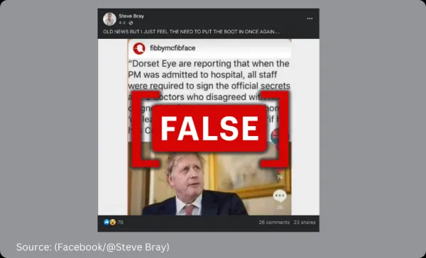 Claim that Boris Johnson did not get COVID-19 is based on satire