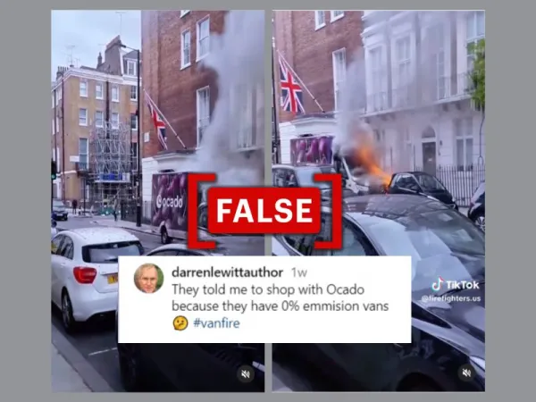 Video of diesel van passed off as zero-emission van on fire in London
