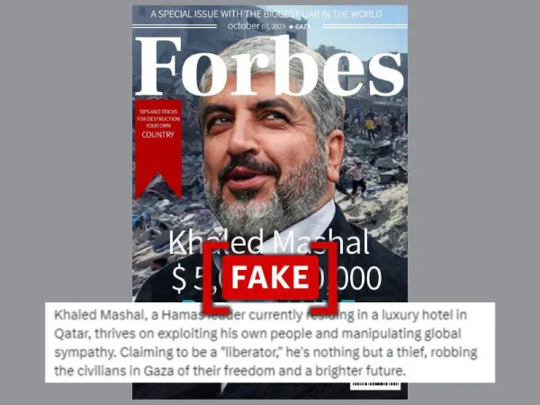 Viral Forbes cover featuring former Hamas chief Khaled Mashal is fake