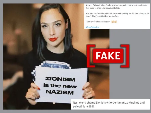 Photo of Israeli actor Gal Gadot altered to claim she condemned Israel