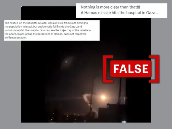 No, this video doesn’t show a 'Hamas missile’ hitting the hospital in Gaza