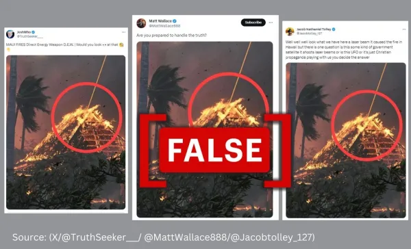 Digitally altered image used to claim laser beam started fires in Hawaii