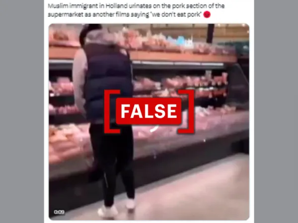 Prank video shared as ‘Muslim migrant in Holland’ urinating on pork in a supermarket