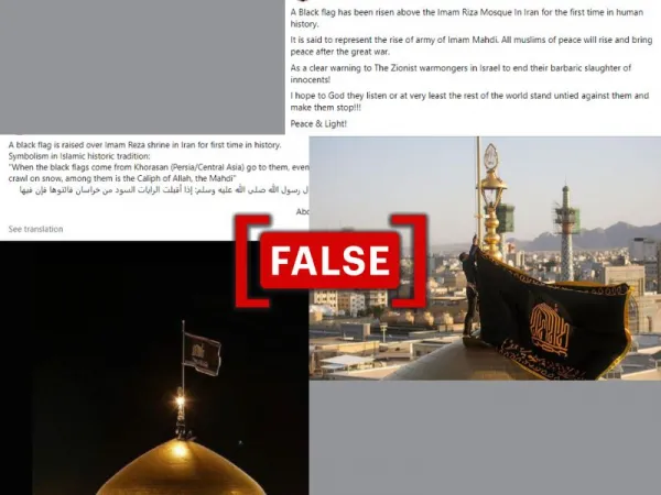 No, black flag not hoisted atop Iran mosque ‘for the first time’ amid Israel-Hamas war