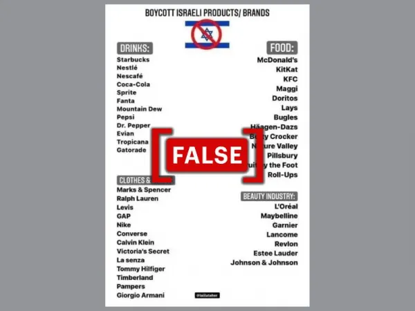 Viral post incorrectly lists international brands as Israeli products to call for boycott