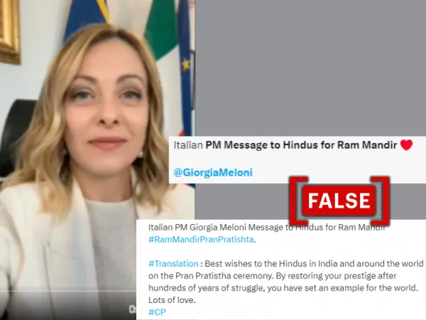 इटली की पीएम मेलोनी के जन्मदिन पर उनके वीडियो संदेश को राम मंदिर से जोड़कर शेयर किया गया