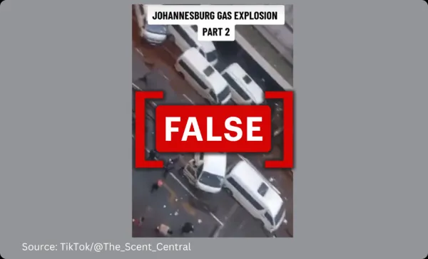 No, white vehicles in the street are not evidence that the Johannesburg explosion was staged