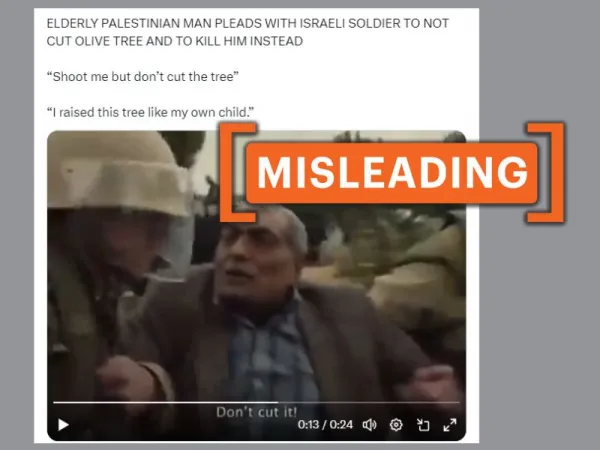 Music video clip shared as Palestinian man pleading with IDF soldiers to not chop olive tree