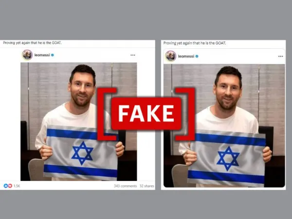 Image of footballer Lionel Messi holding Israeli flag is morphed