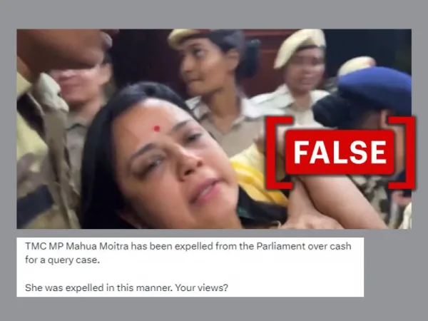 No, after her expulsion Indian politician Mahua Moitra wasn't dragged out of the Parliament
