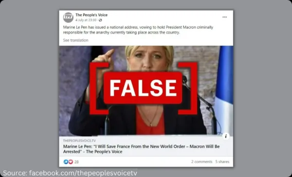 Video af Marine Le Pen fordrejes i påstand om, at hun ønsker Macron arresteret