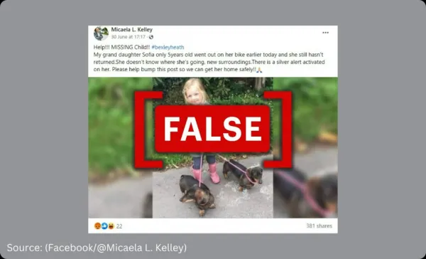 Fake appeal for ‘missing child Sofia’ viral on social media