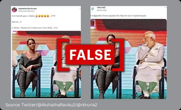 Image of Prime Minister Narendra Modi sitting next to Rihanna is fake