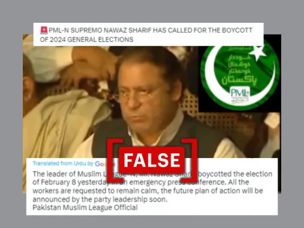 Clipped video shared to claim Nawaz Sharif boycotted the 2024 Pakistan general elections