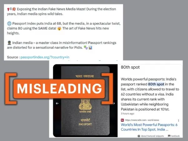 Data misinterpreted to claim media misreported India's passport ranking