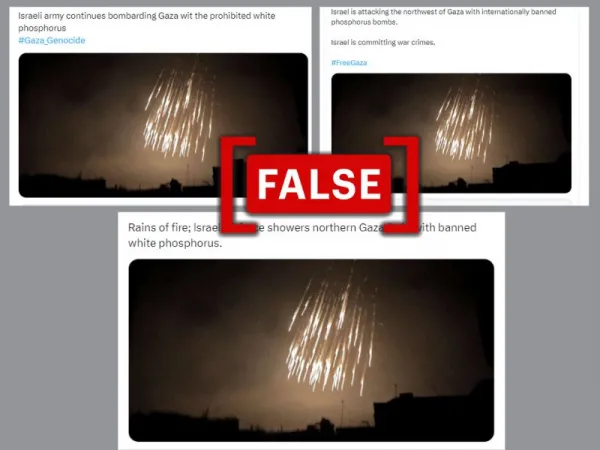 Photo from Syria shared as Israeli army attacking Gaza with white phosphorous