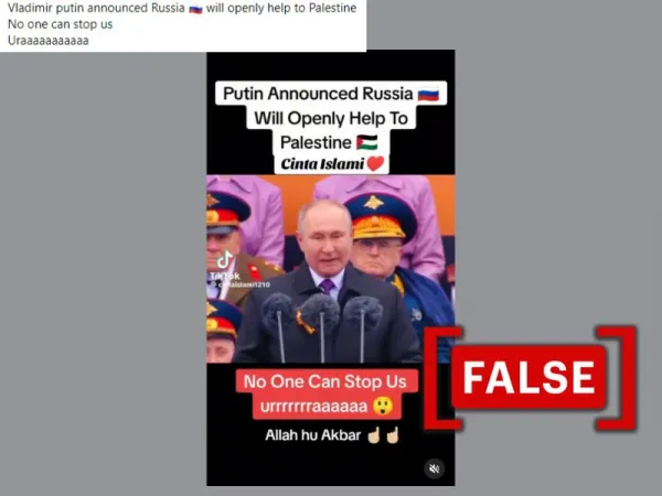 Miscaptioned video shared to falsely claim Putin announced Russian support for Palestine