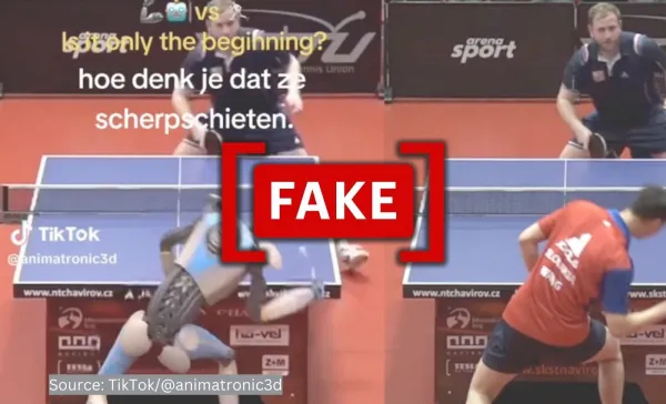 No, this video does not show a table tennis match between a robot and a human