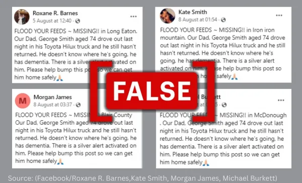 Viral Facebook posts about missing person ‘George Smith’ are fake