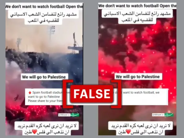 Clips edited and shared as Spanish football fans supporting Palestine