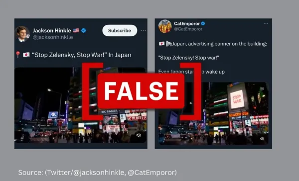 This 'Stop War, Stop Zelenskyy' billboard in Japan is fake