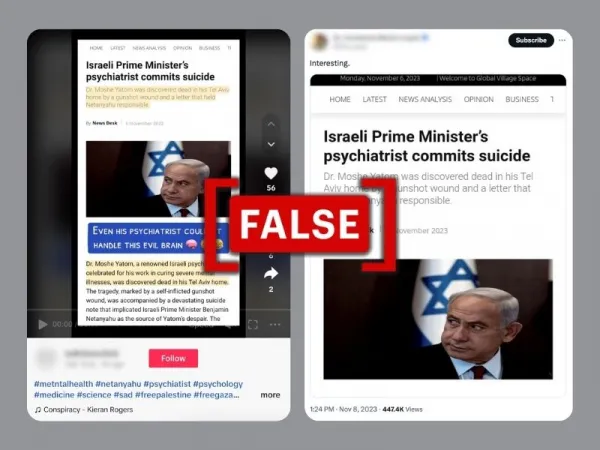 Story of Israeli PM Netanyahu’s psychiatrist dying by suicide is satire