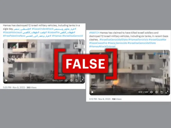 Video of Syrian army tanks being destroyed in Damascus falsely linked to Israel-Hamas war