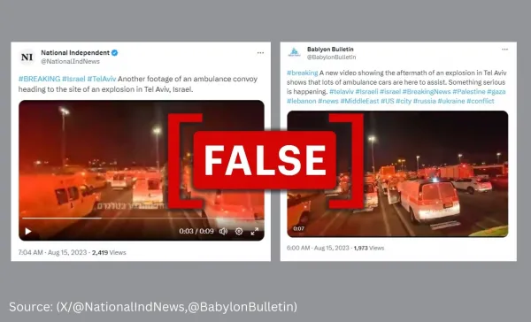No, this video does not show emergency services near the recent Tel Aviv explosion site