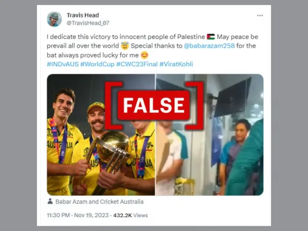 No, Australia's Travis Head did not dedicate Cricket World Cup victory to Palestine