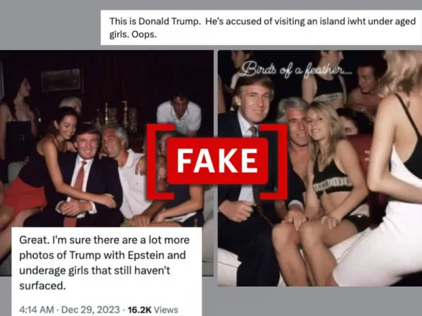 Viral images of former U.S. President Donald Trump and Jeffrey Epstein are fake