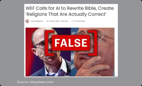 WEF did not call for AI to rewrite the Bible and create new religions
