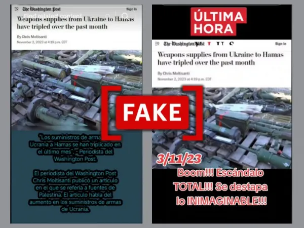 Fake Washington Post screenshot shared to claim Ukraine supplying weapons to Hamas