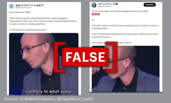 Yuval Noah Harari’s video on AI falsely linked to a conspiracy theory