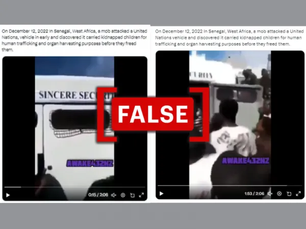 No, this video doesn’t show attack on a U.N. vehicle used for human trafficking in Senegal