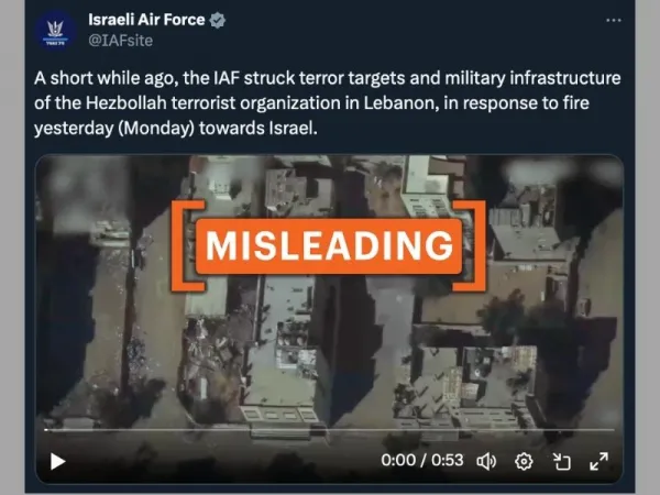 Israeli Air Force shares footage of air strikes in Gaza, misattributing it to Lebanon