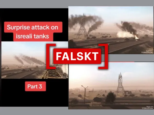 Bilder från datorspelet ARMA 3 påstås visa Hamas attackera israeliska stridsvagnar